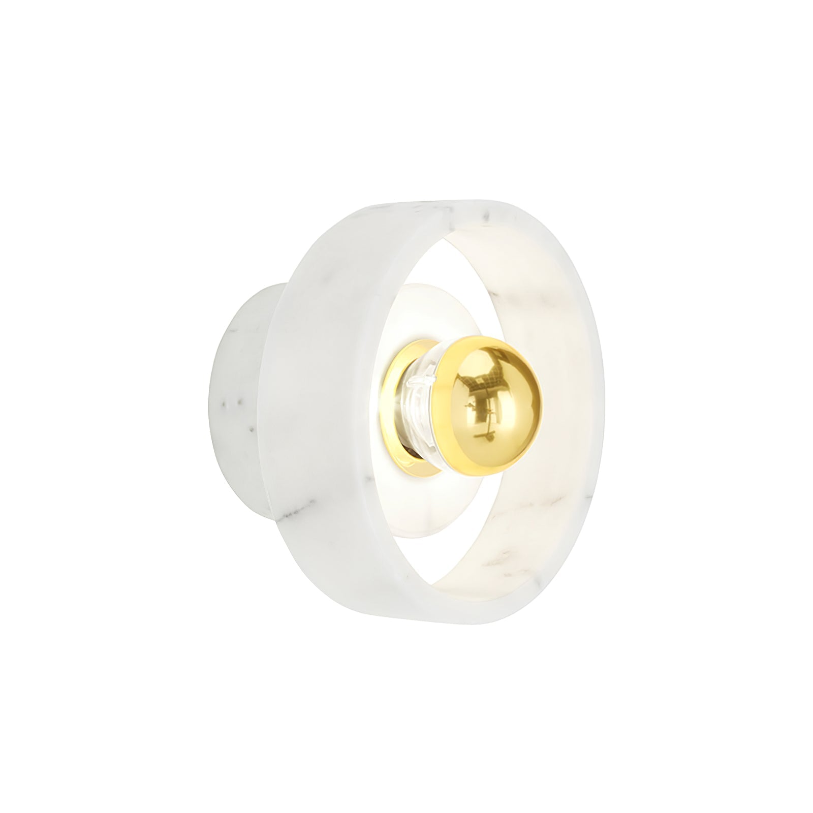 Marble Aura Wall Lamp ∅ 7.1″ x H 4.3″ / Gold & White / Warm Light Wall lamp