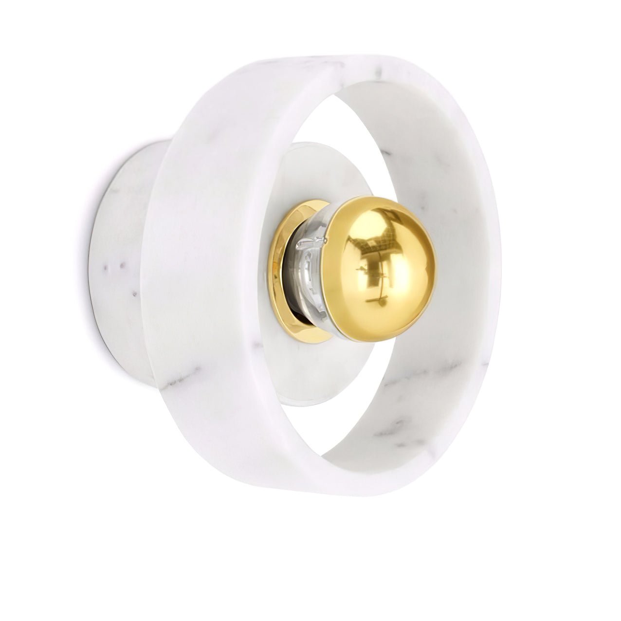 Marble Aura Wall Lamp ∅ 7.1″ x H 4.3″ / Gold & White / Warm Light Wall lamp