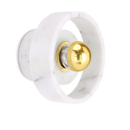 Marble Aura Wall Lamp ∅ 7.1″ x H 4.3″ / Gold & White / Warm Light Wall lamp