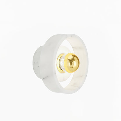 Marble Aura Wall Lamp ∅ 7.1″ x H 4.3″ / Gold & White / Warm Light Wall lamp