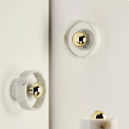 Marble Aura Wall Lamp ∅ 7.1″ x H 4.3″ / Gold & White / Warm Light Wall lamp