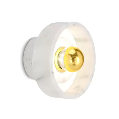 Marble Aura Wall Lamp ∅ 7.1″ x H 4.3″ / Gold & White / Warm Light Wall lamp