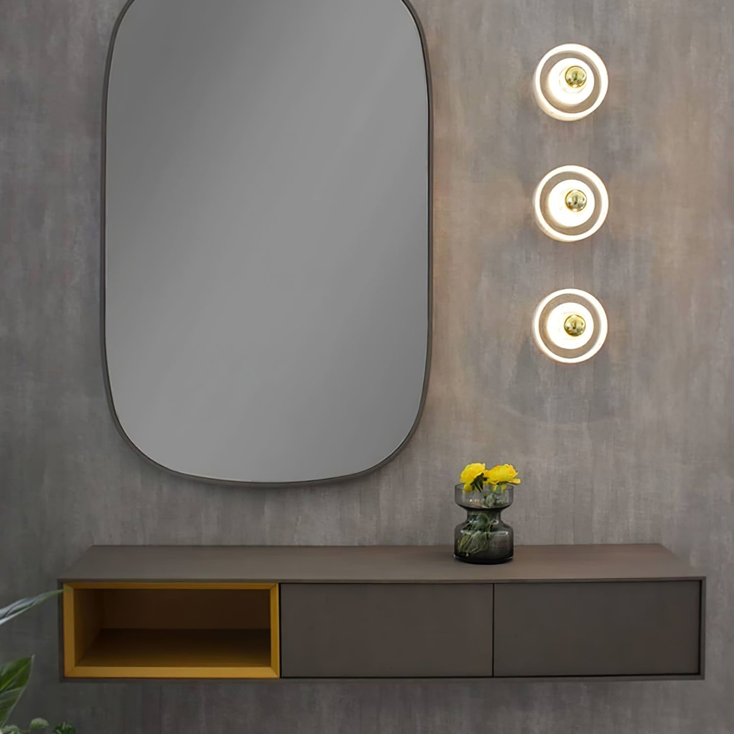 Marble Aura Wall Lamp ∅ 7.1″ x H 4.3″ / Gold & White / Warm Light Wall lamp
