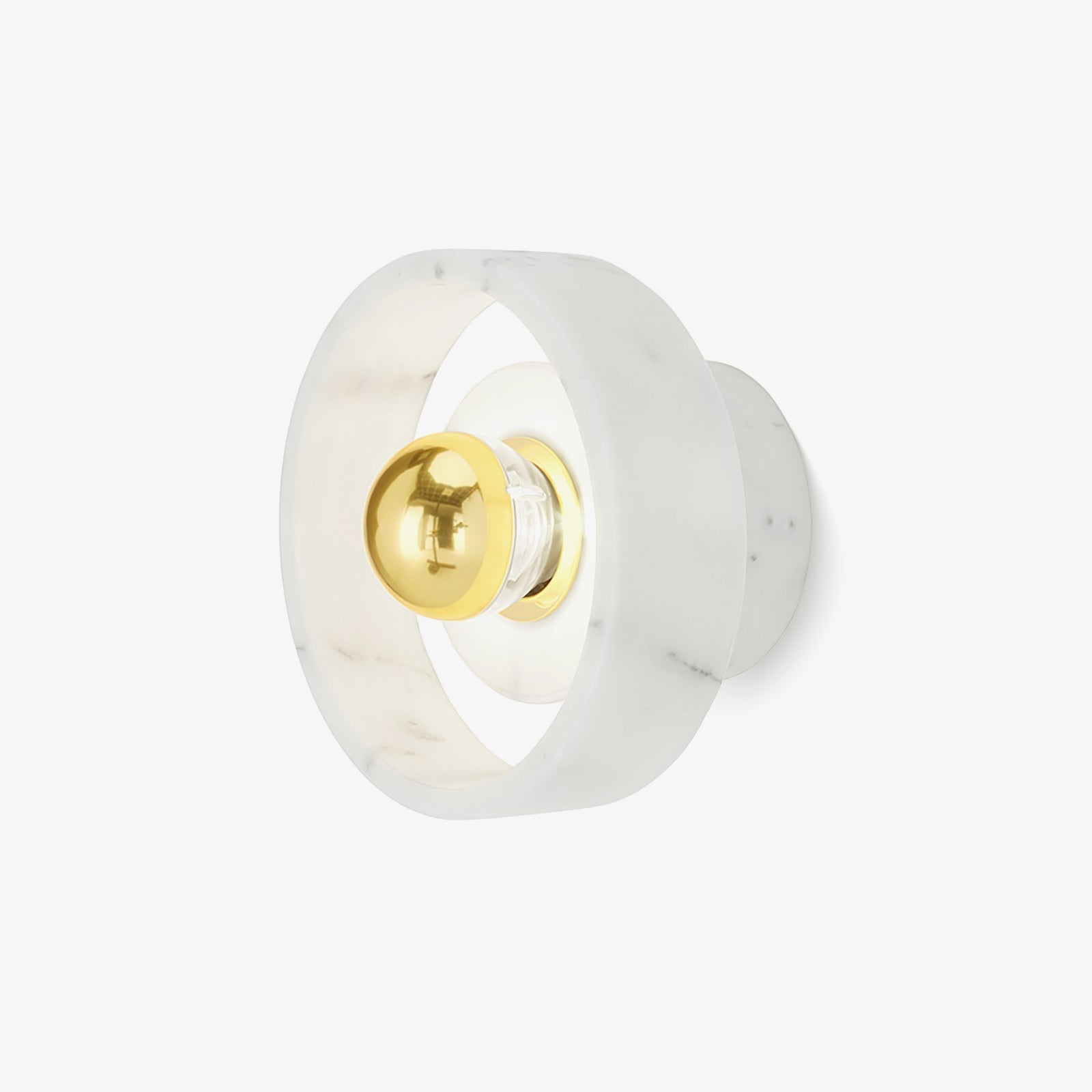 Marble Aura Wall Lamp ∅ 7.1″ x H 4.3″ / Gold & White / Warm Light Wall lamp