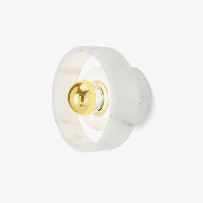 Marble Aura Wall Lamp ∅ 7.1″ x H 4.3″ / Gold & White / Warm Light Wall lamp
