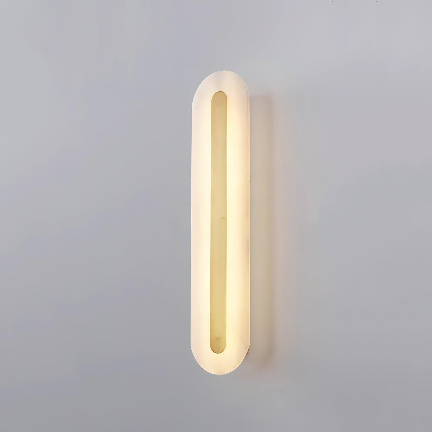 Alabaster Rounded Wall Light ∅ 5.5″ x H 23.6″ / Dia 14cm x H 60cm / White＆Brass / Warm Light Wall lamp