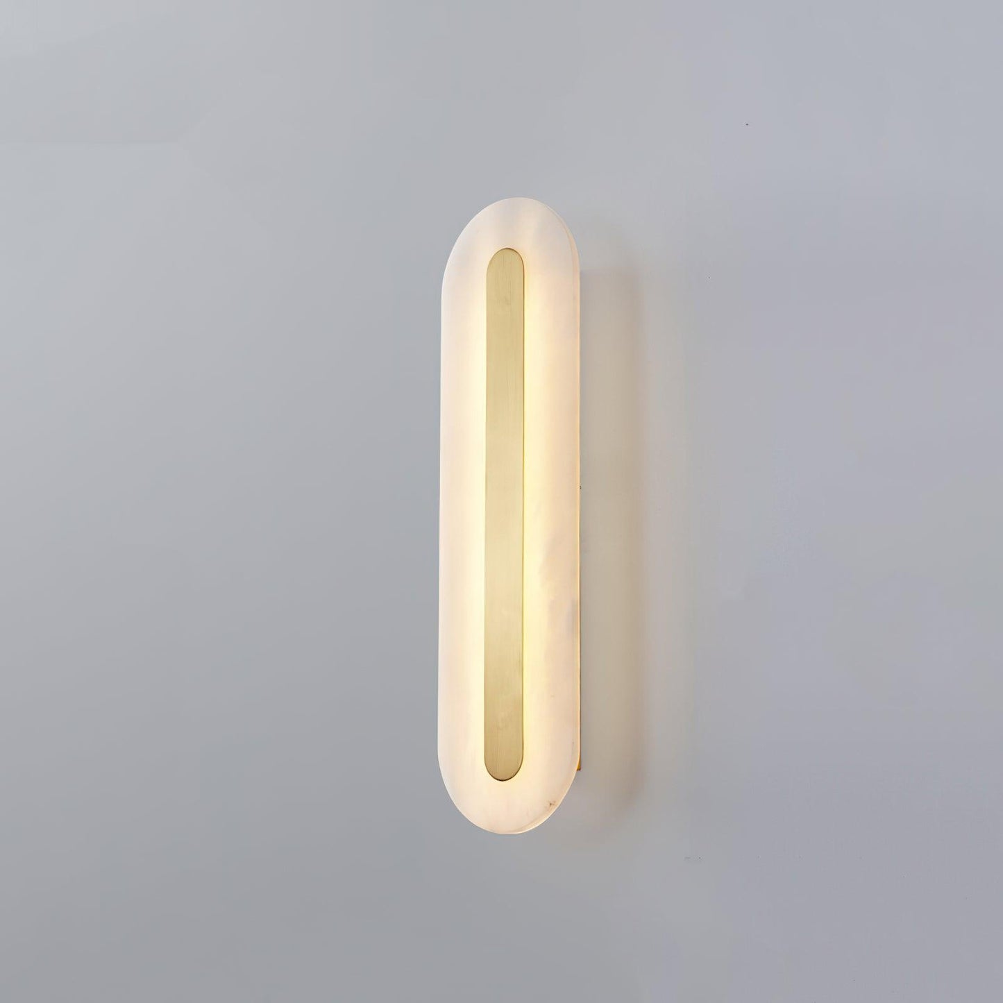 Alabaster Rounded Wall Light ∅ 5.5″ x H 19.7″ / Dia 14cm x H 50cm / White＆Brass / Warm Light Wall lamp