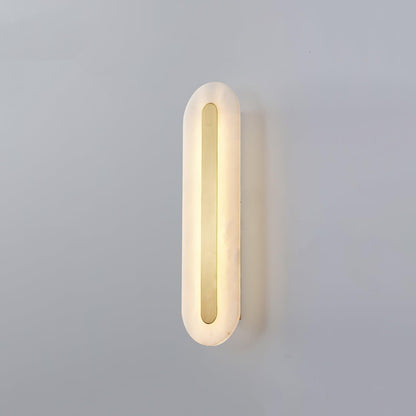 Alabaster Rounded Wall Light ∅ 5.5″ x H 19.7″ / Dia 14cm x H 50cm / White＆Brass / Warm Light Wall lamp