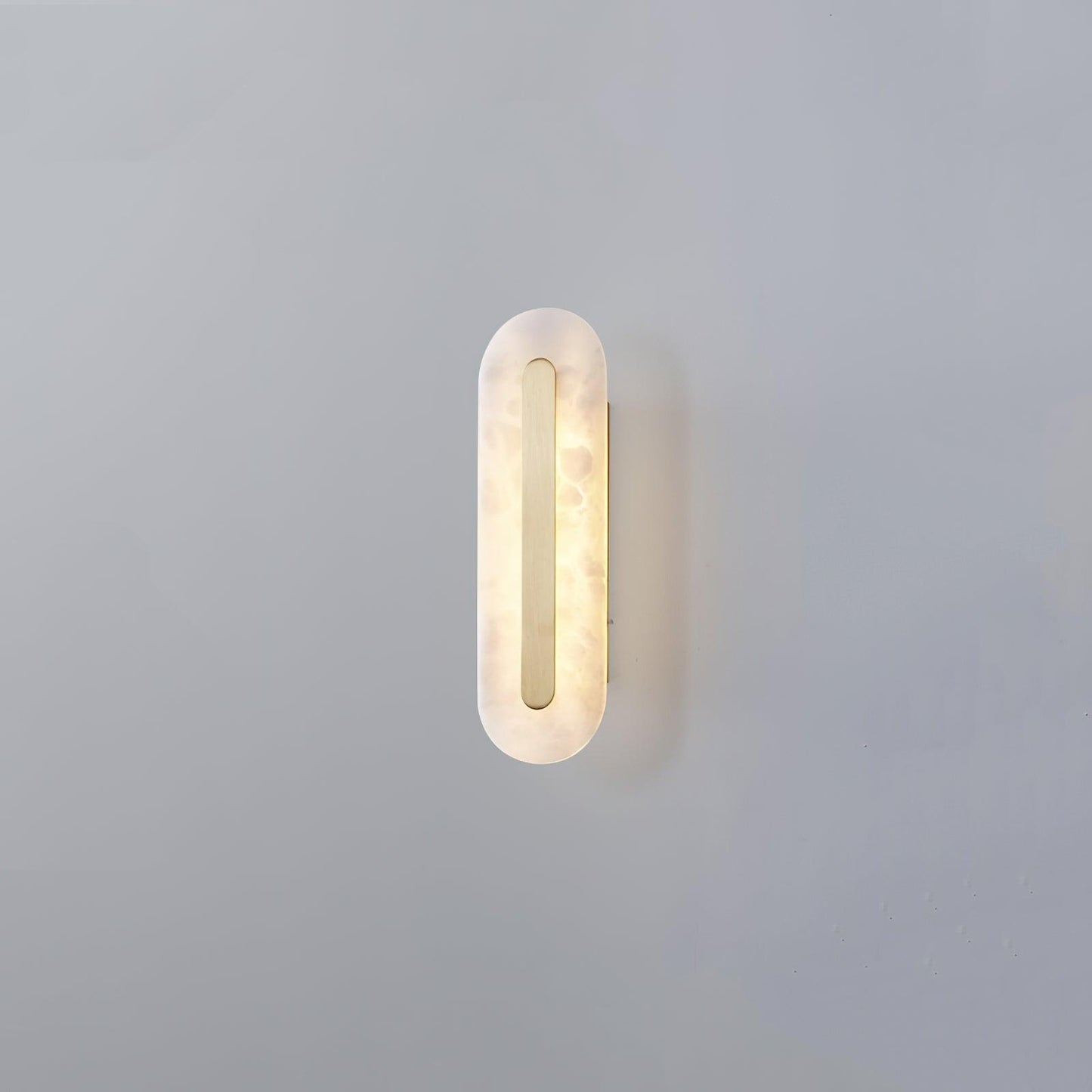 Alabaster Rounded Wall Light ∅ 4.3″ x H 13.8″ / Dia 11cm x H 35cm / White＆Brass / Warm Light Wall lamp