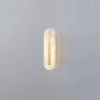 Alabaster Rounded Wall Light ∅ 4.3″ x H 13.8″ / Dia 11cm x H 35cm / White＆Brass / Warm Light Wall lamp