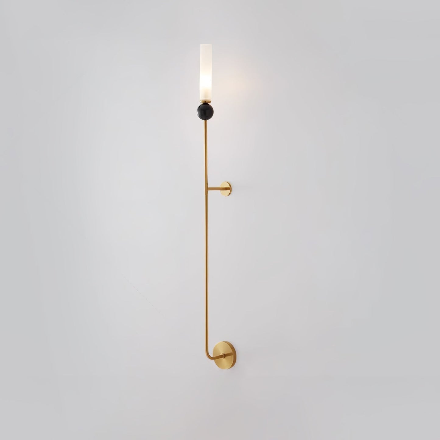 Marble Vertical Wall Lamp Model C ∅ 3.9″ x H 45.3″ / ∅ 10cm x H 115cm / Brass & White Wall lamp
