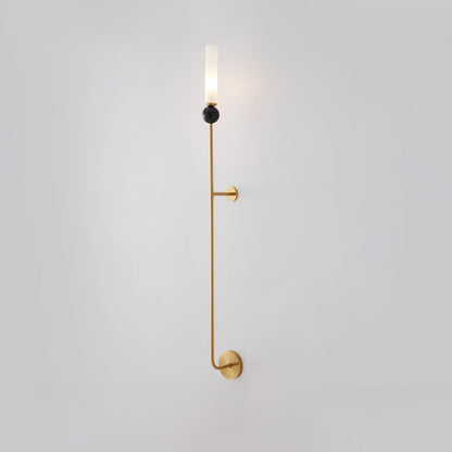 Marble Vertical Wall Lamp Model C ∅ 3.9″ x H 45.3″ / ∅ 10cm x H 115cm / Brass & White Wall lamp