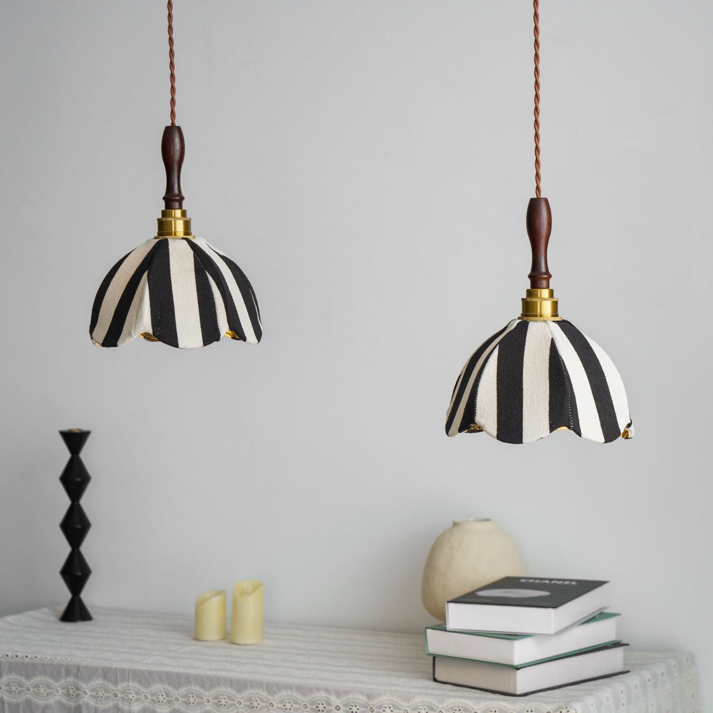 Marbre Stripe Pendant Light ∅ 7.9’’ x H 11’’ / Black & White 1001 pendant Lamp