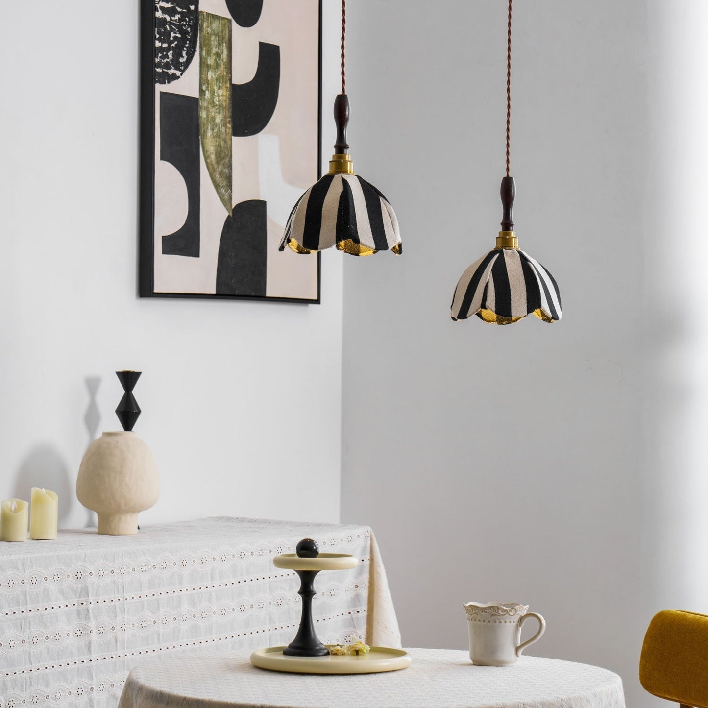 Marbre Stripe Pendant Light ∅ 7.9’’ x H 11’’ / Black & White 1001 pendant Lamp