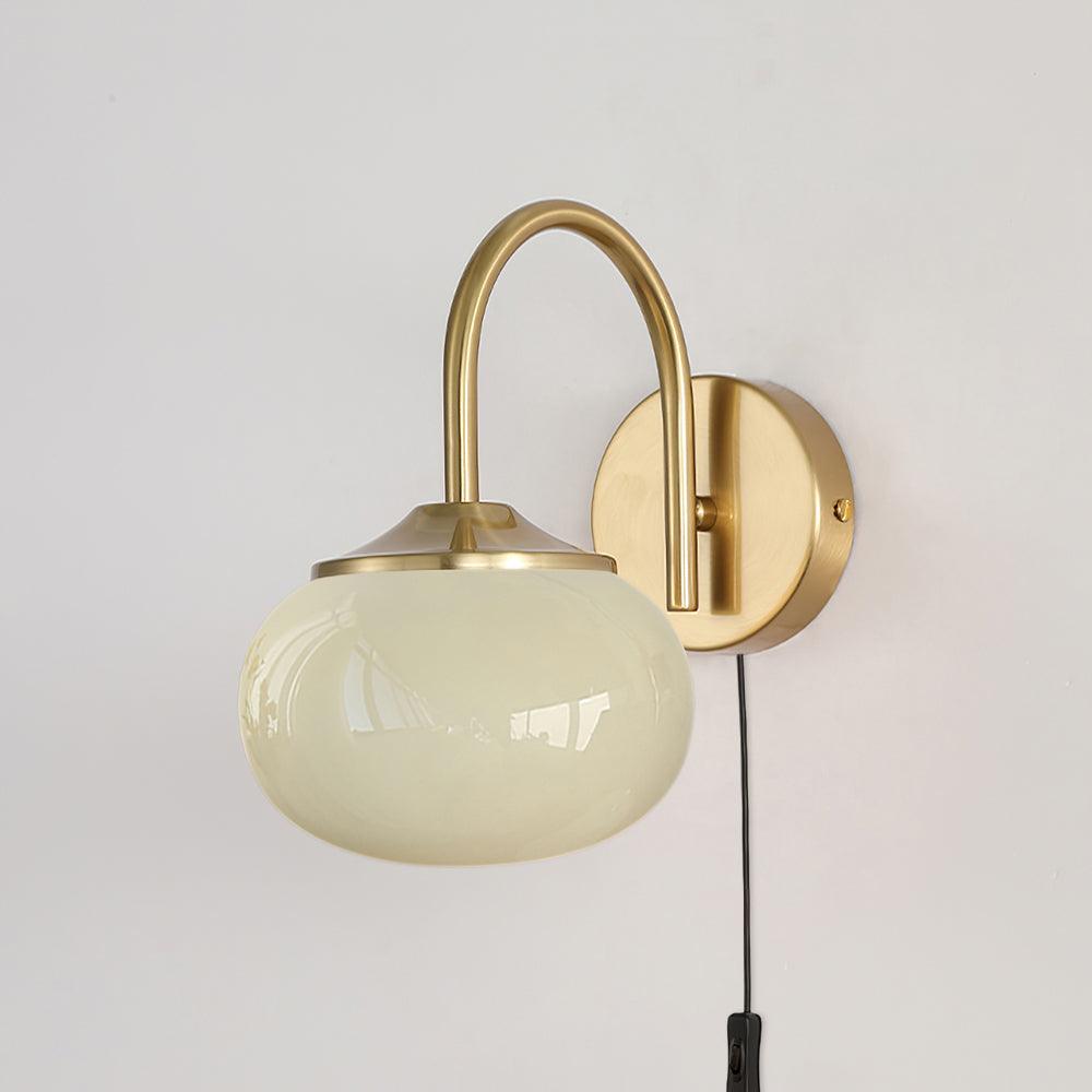 Marshmallow Sconce Plug Version ∅ 5.5″ x H 8.3″ / Dia 14cm x H 21cm / Copper & Beige / US plug Wall lamp