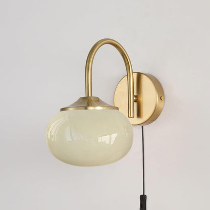 Marshmallow Sconce Plug Version ∅ 5.5″ x H 8.3″ / Dia 14cm x H 21cm / Copper & Beige / US plug Wall lamp