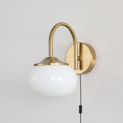 Marshmallow Sconce Plug Version ∅ 5.5″ x H 8.3″ / Dia 14cm x H 21cm / Copper & White / US plug Wall lamp