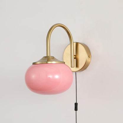 Marshmallow Sconce Plug Version ∅ 5.5″ x H 8.3″ / Dia 14cm x H 21cm / Copper & Pink / US plug Wall lamp