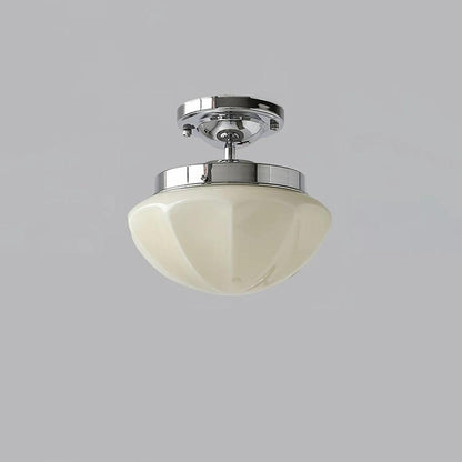 Marta Mini Ceiling Lamp ∅ 9.8″ x H 8.7″/ Dia 25cm x H 22cm / Chrome / Beige Ceiling lamp