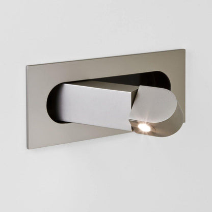 Modern LED Bedside Reading Light ∅ 7.5″ x H ∅3.15″ / Dia 19cm x H 8cm / Nickel / Warm Light Wall lamp