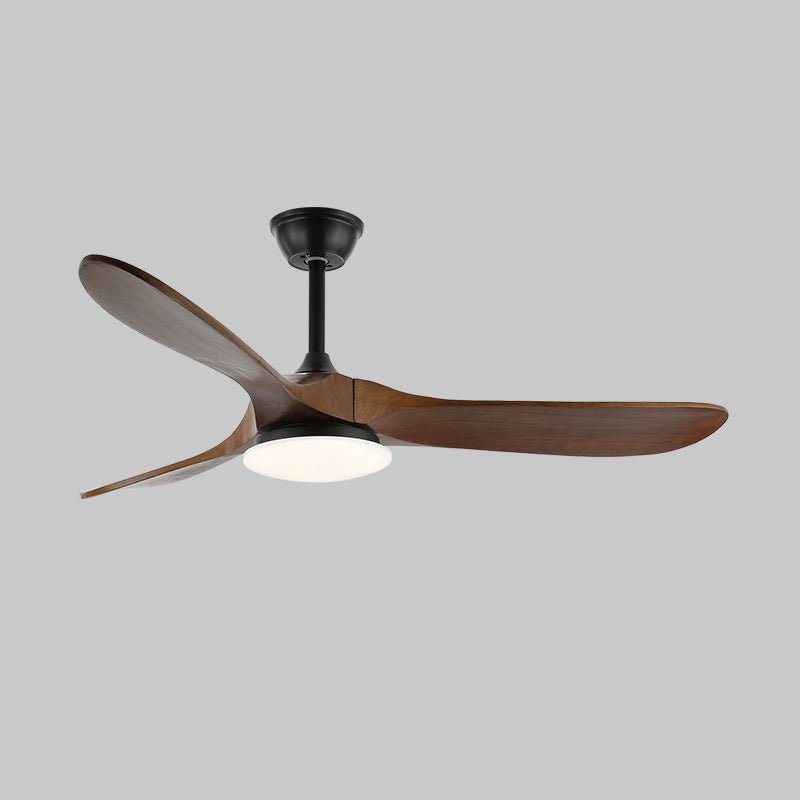 Maverick 42’’/52’’ Ceiling Fan Light ∅ 52″ X H 9.8″ / Model A Walnut Wood Grain & Black / Three-Color Changing Light