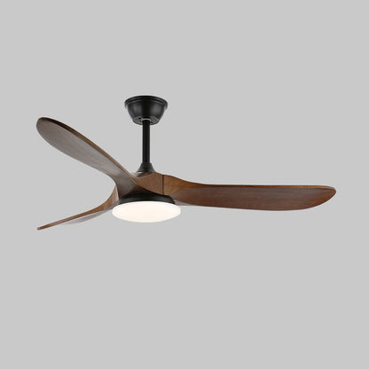 Maverick 42’’/52’’ Ceiling Fan Light ∅ 52″ X H 9.8″ / Model A Walnut Wood Grain & Black / Three-Color Changing Light