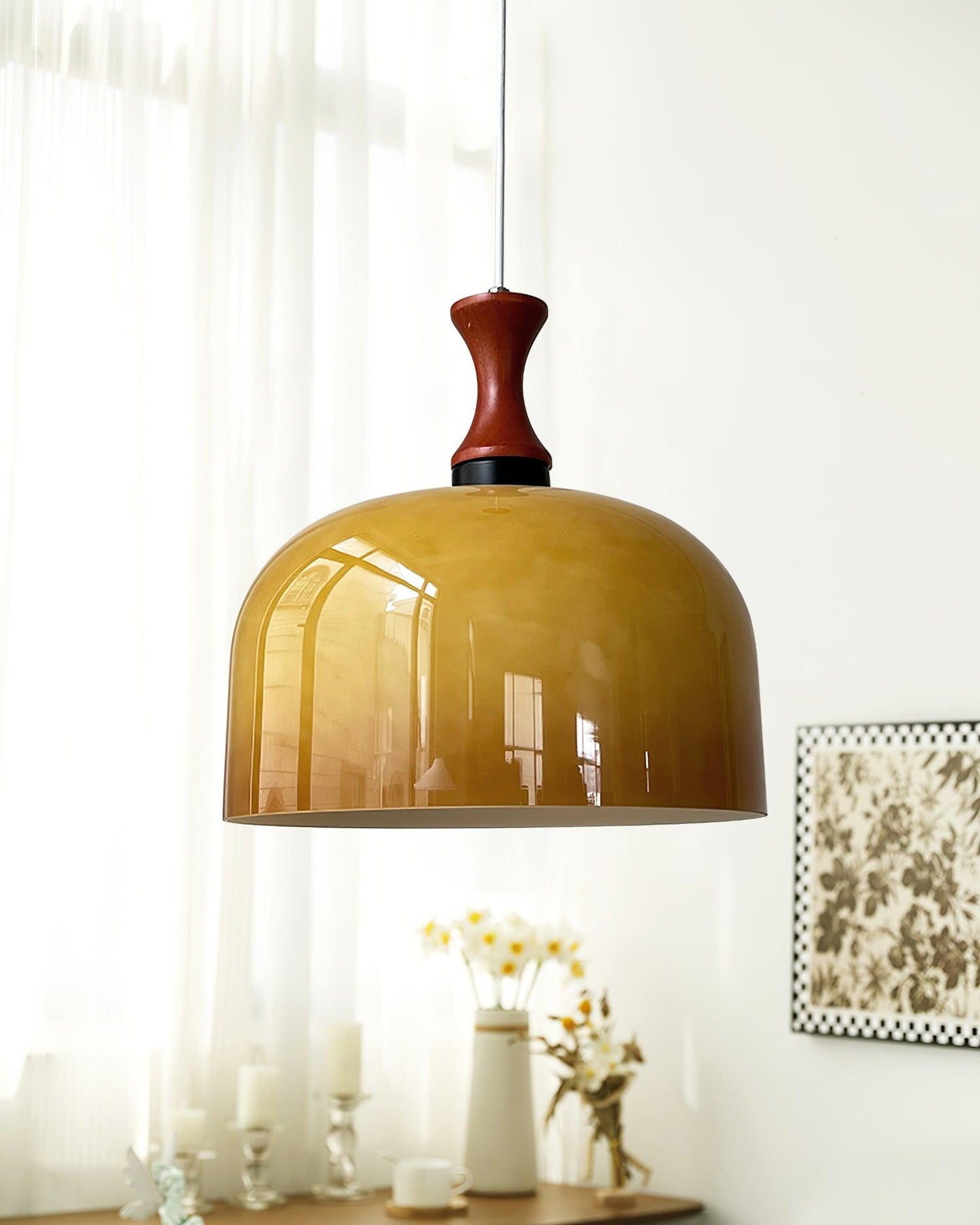 Meblos Down Pendant Light ∅ 11.8″ x H 12.5″ / Dia 30cm x H 32cm / Walnut & Brown Pendant light