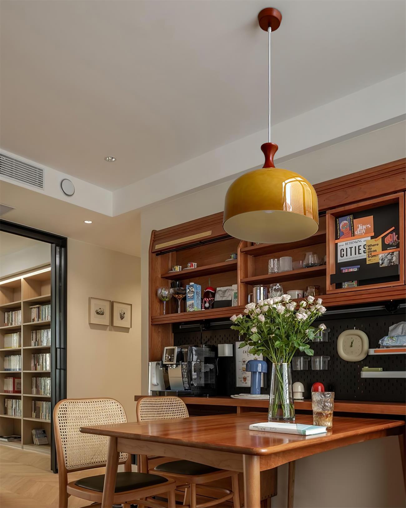 Meblos Down Pendant Light ∅ 11.8″ x H 12.5″ / Dia 30cm x H 32cm / Walnut & Brown Pendant light