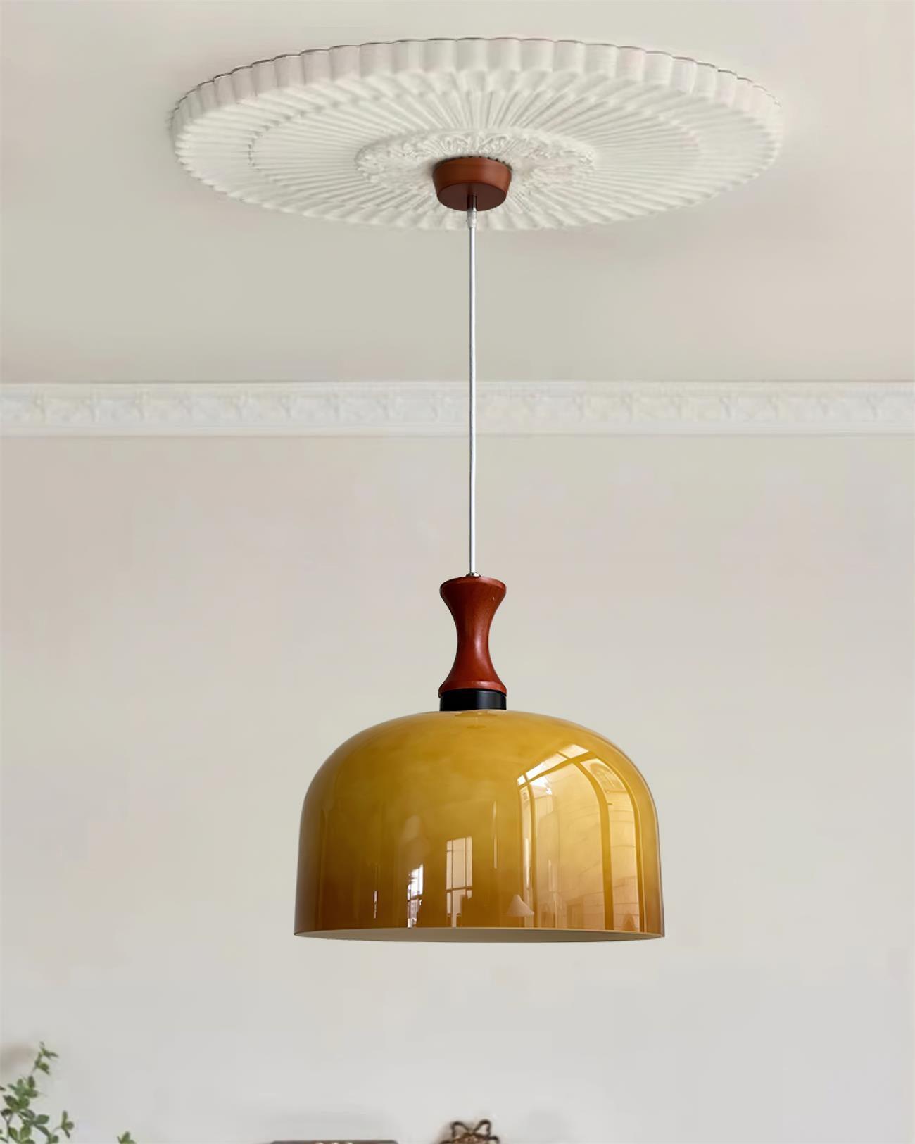 Meblos Down Pendant Light ∅ 11.8″ x H 12.5″ / Dia 30cm x H 32cm / Walnut & Brown Pendant light