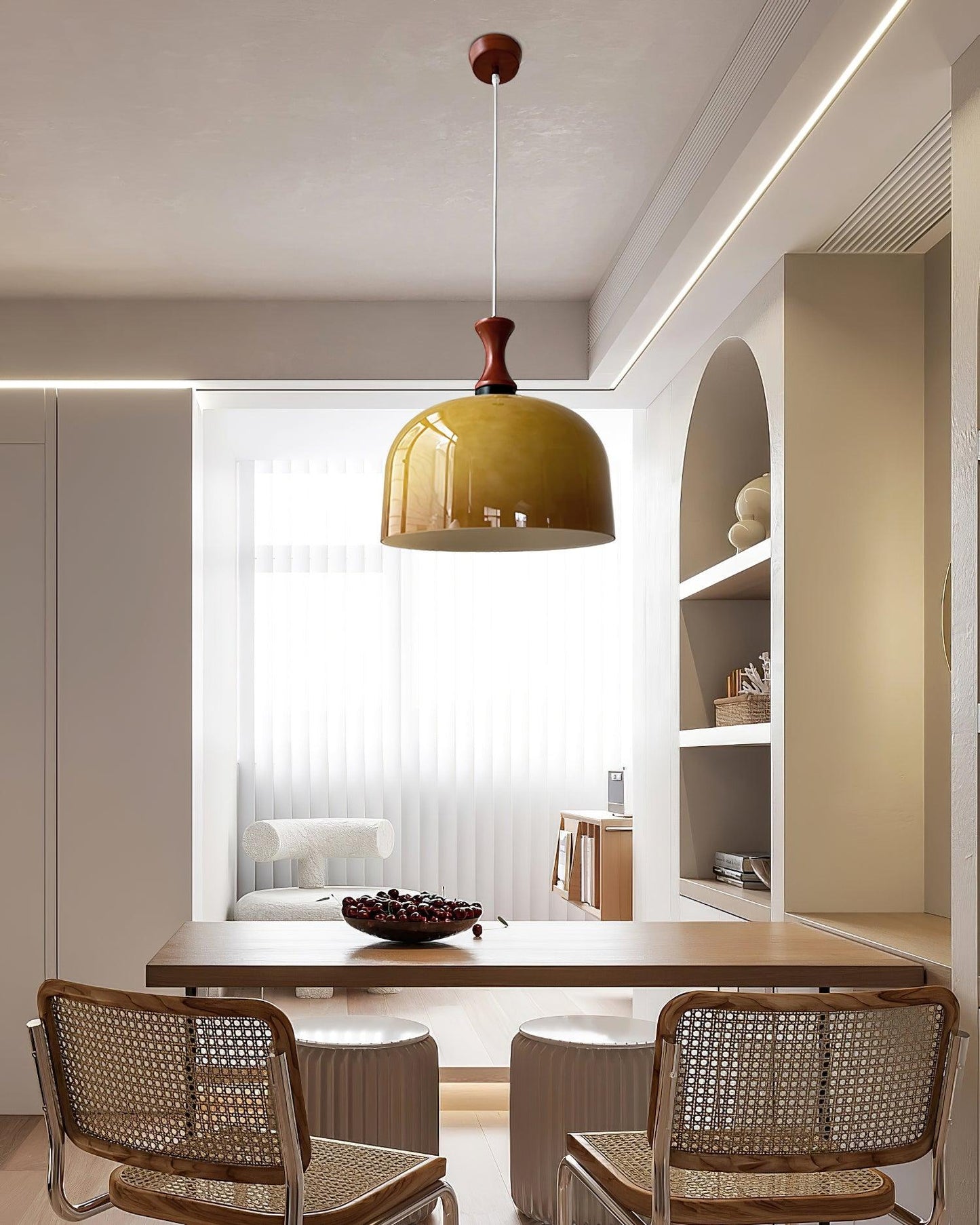 Meblos Down Pendant Light ∅ 11.8″ x H 12.5″ / Dia 30cm x H 32cm / Walnut & Brown Pendant light
