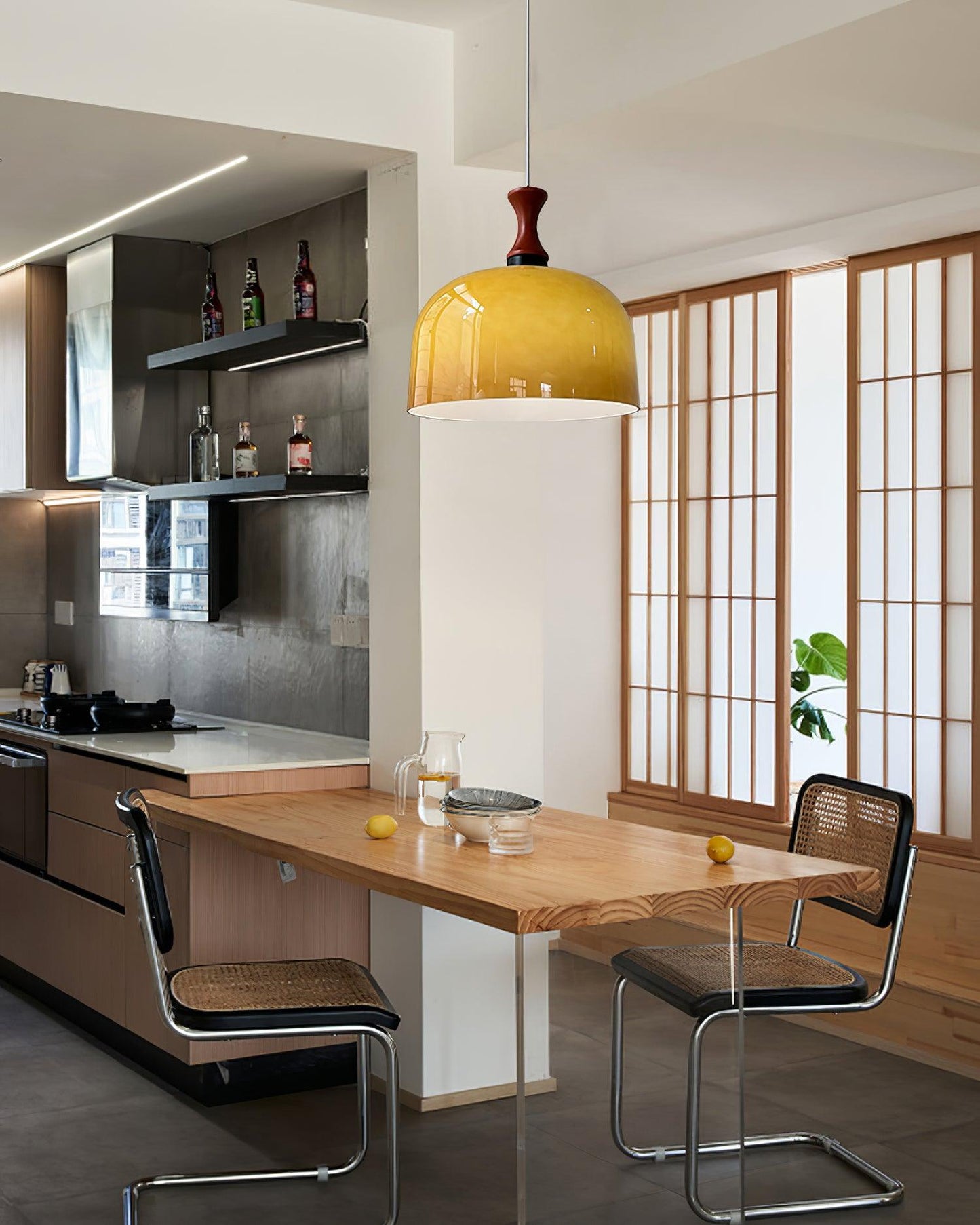 Meblos Down Pendant Light ∅ 11.8″ x H 12.5″ / Dia 30cm x H 32cm / Walnut & Brown Pendant light