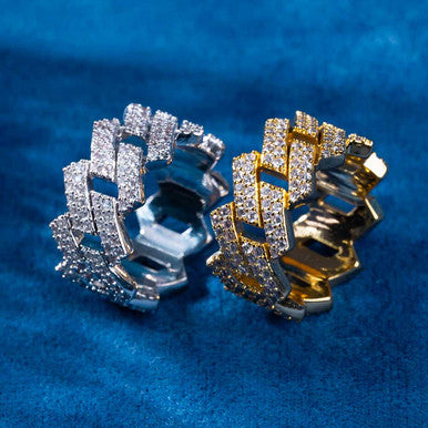 Moissanite 2-Row Cuban Link Ring  Pathfinder