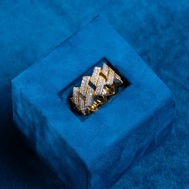 Moissanite 2-Row Cuban Link Ring  Pathfinder