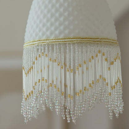 Mesh Tassel Glass Pendant Light ∅ 5.9″ x H 8.3″ / Dia 15cm x H 21cm / Brass + White Pendant light