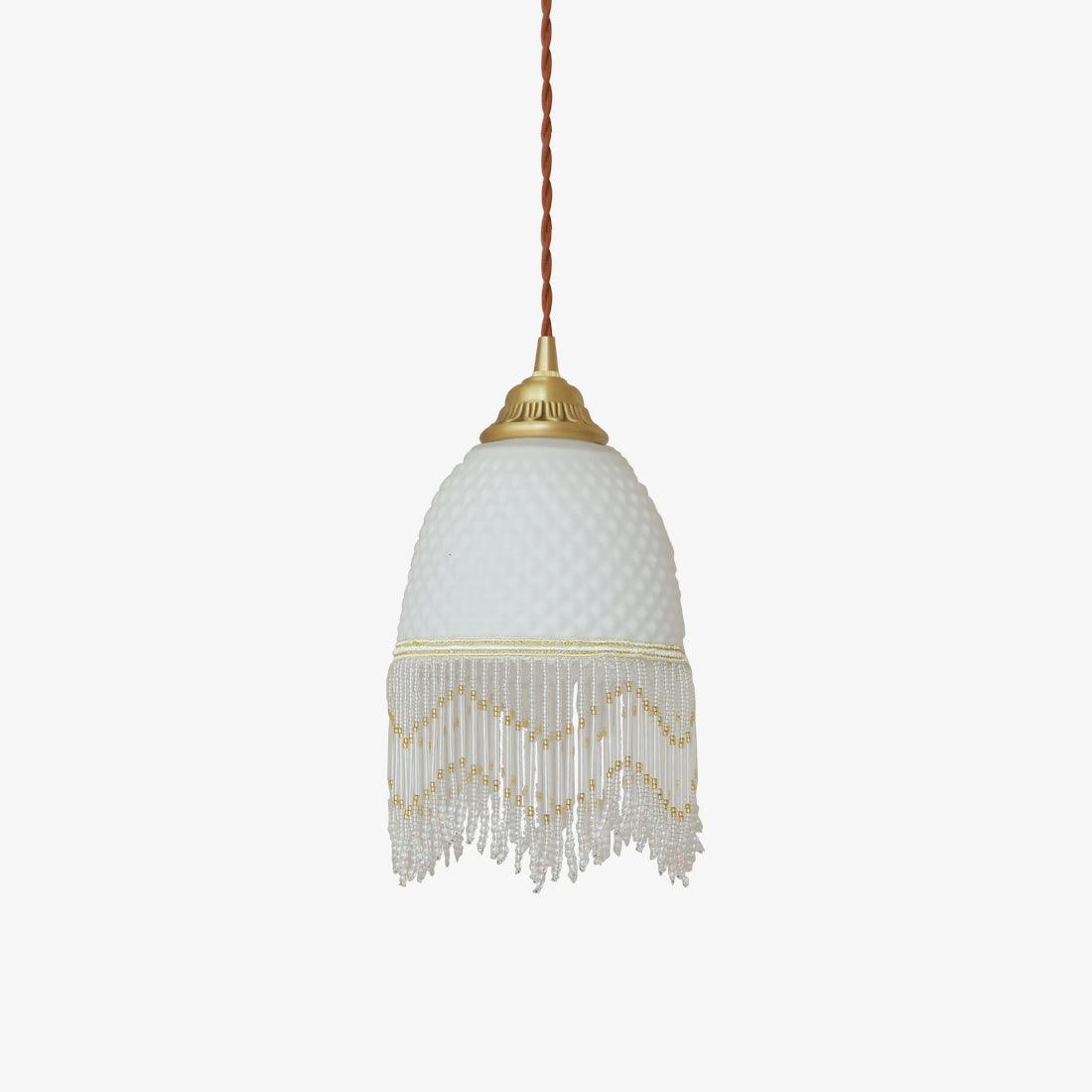 Mesh Tassel Glass Pendant Light ∅ 5.9″ x H 8.3″ / Dia 15cm x H 21cm / Brass + White Pendant light