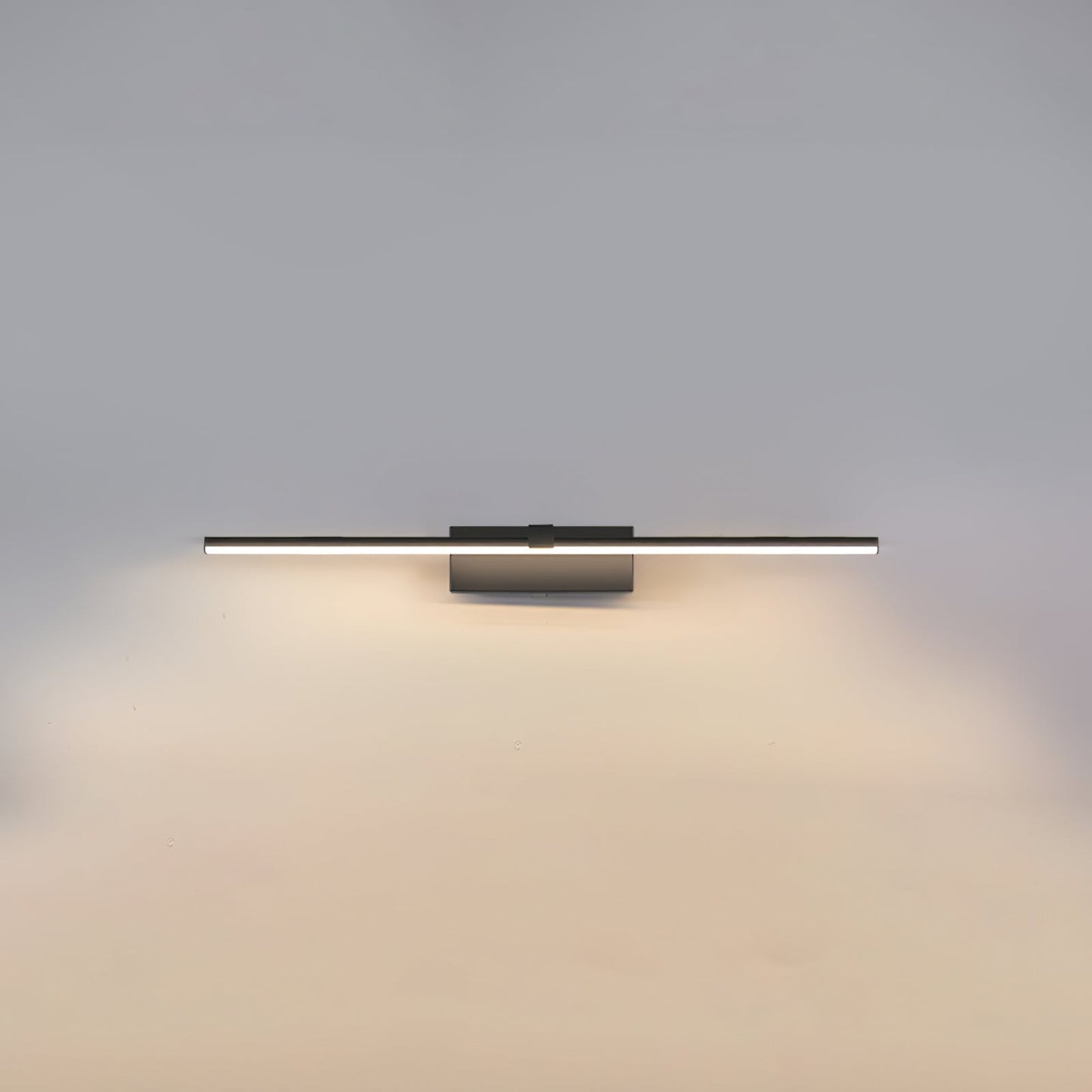 Metal Linear Mirror Wall Light ∅ 15.7″ x H 3.1″ / Black & Warm Light / Single Wall lamp