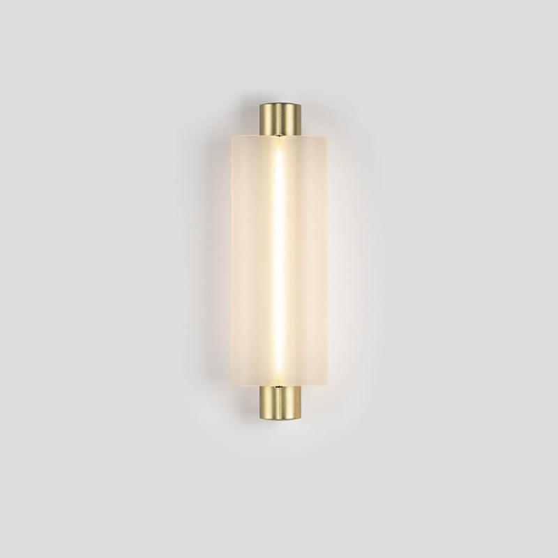 Trillium Wall Sconce ∅ 4.8″ x H 15″ / Dia 11cm x H 38cm / Gold & Frosted White / Warm Light Wall lamp