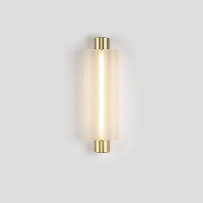 Trillium Wall Sconce ∅ 4.8″ x H 15″ / Dia 11cm x H 38cm / Gold & Frosted White / Warm Light Wall lamp