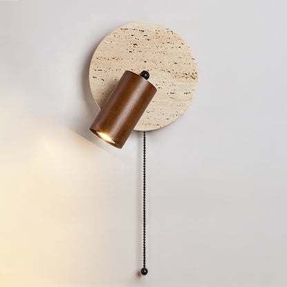 Miadi Wall Lamp ∅ 7″ x H 3.9″ / Dia 18cm x H 10cm / Walnut Color / 1 Piece Wall lamp