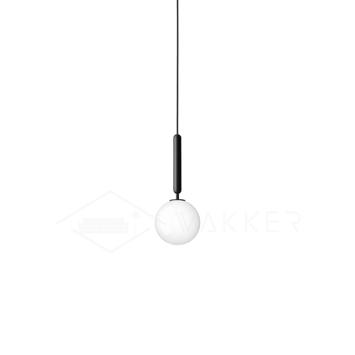 Scandiluxe Pendant Lamp 1 head: ∅ 5.9″ x H 13.8″ / Black / White Pendant light