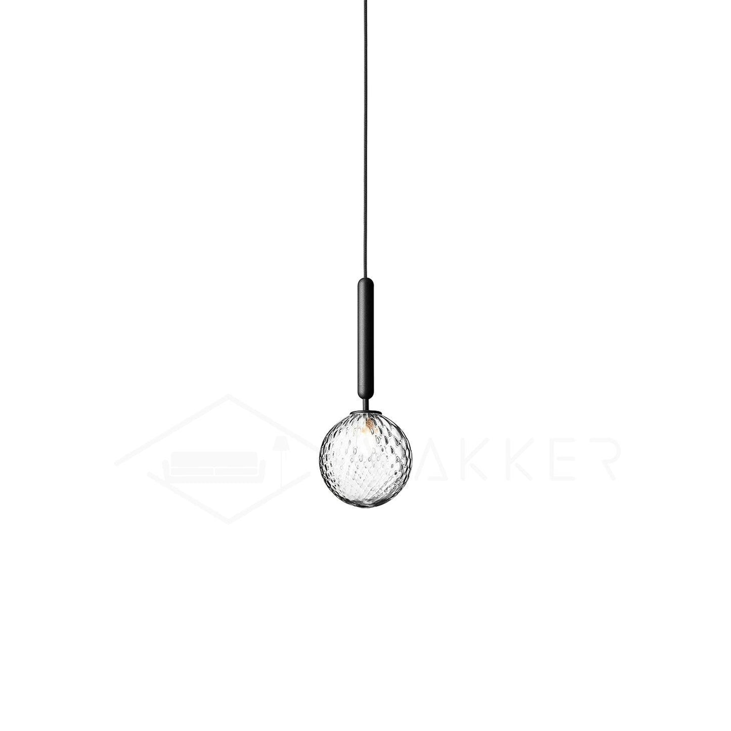 Scandiluxe Pendant Lamp 1 head: ∅ 5.9″ x H 13.8″ / Black / Clear Pendant light