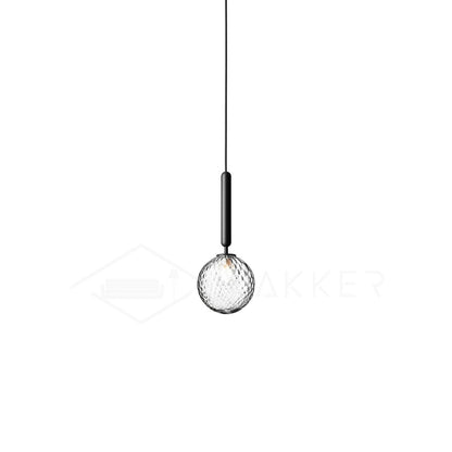 Scandiluxe Pendant Lamp 1 head: ∅ 5.9″ x H 13.8″ / Black / Clear Pendant light