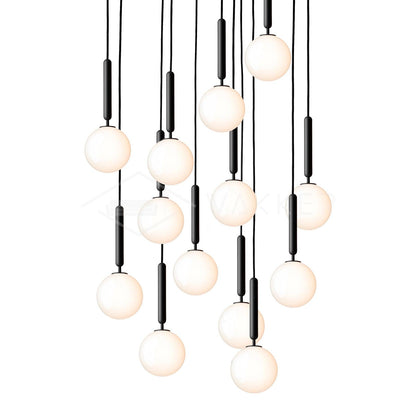 Scandiluxe Pendant Lamp 13heads: ∅ 23.6″ x H 78.7″ / Black / White Pendant light