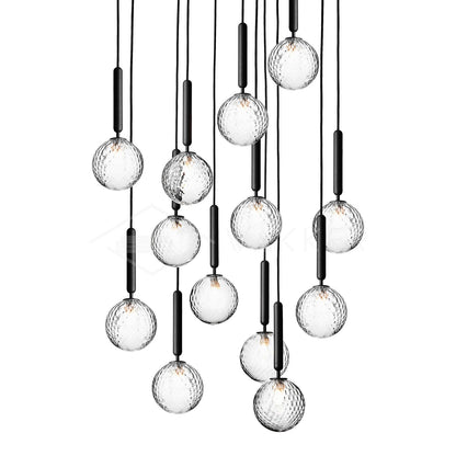 Scandiluxe Pendant Lamp 13heads: ∅ 23.6″ x H 78.7″ / Black / Clear Pendant light