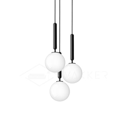 Scandiluxe Pendant Lamp 3 heads: ∅ 7.9″ x H 59″ / Black / White Pendant light