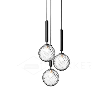 Scandiluxe Pendant Lamp 3 heads: ∅ 7.9″ x H 59″ / Black / Clear Pendant light