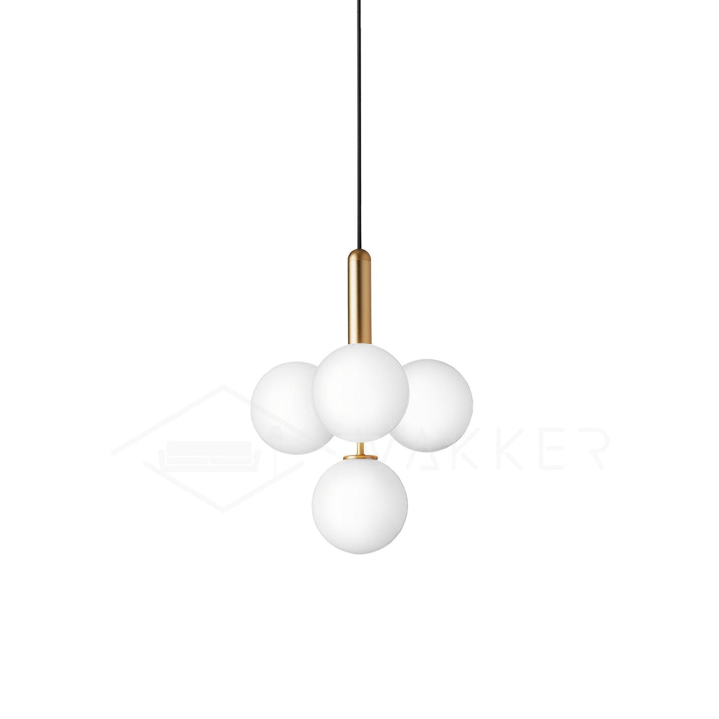 Scandiluxe Pendant Lamp 4 heads: ∅ 13.8″ x H 16.9″ / Gold / White Pendant light