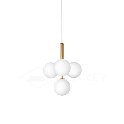 Scandiluxe Pendant Lamp 4 heads: ∅ 13.8″ x H 16.9″ / Gold / White Pendant light