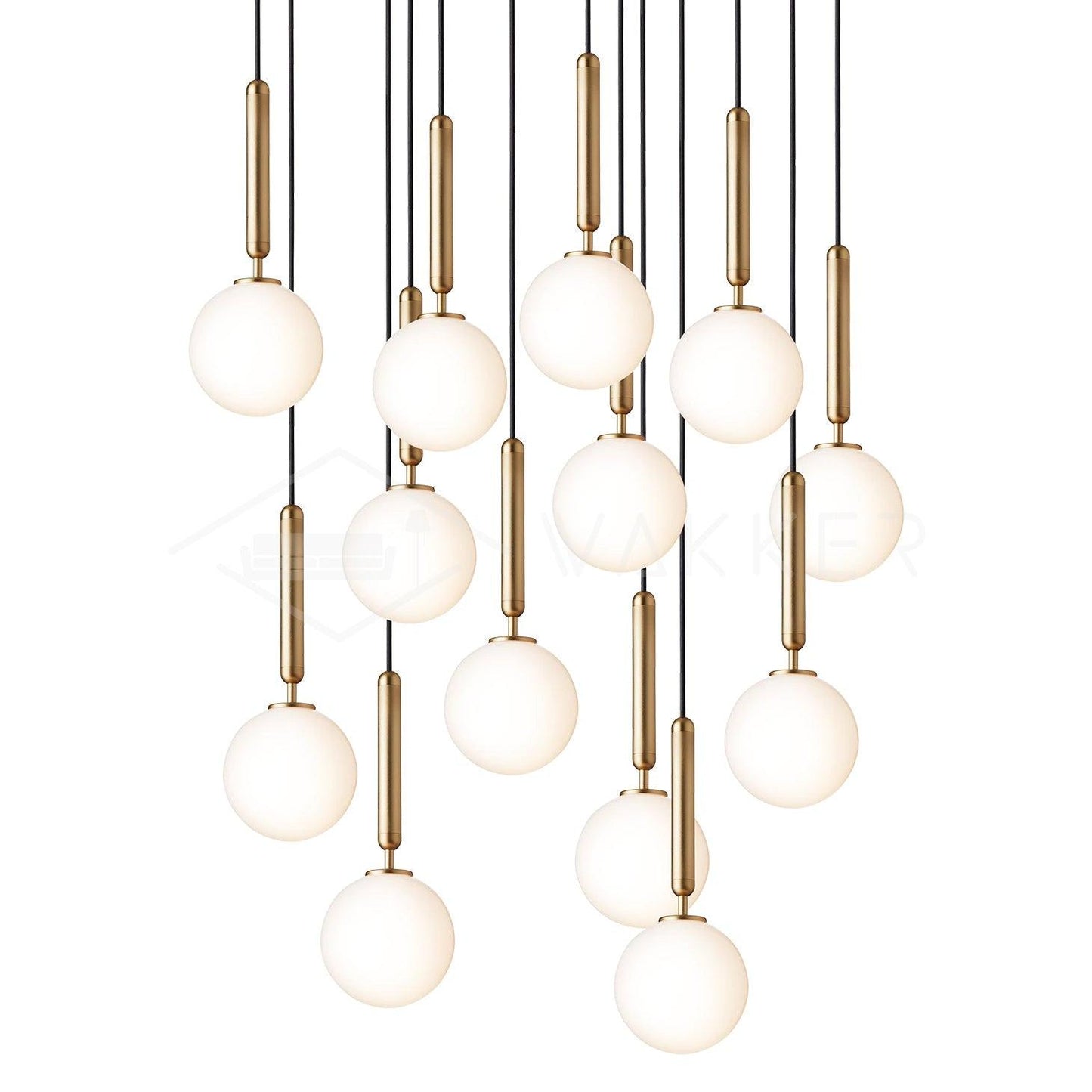 Scandiluxe Pendant Lamp 13heads: ∅ 23.6″ x H 78.7″ / Gold / White Pendant light