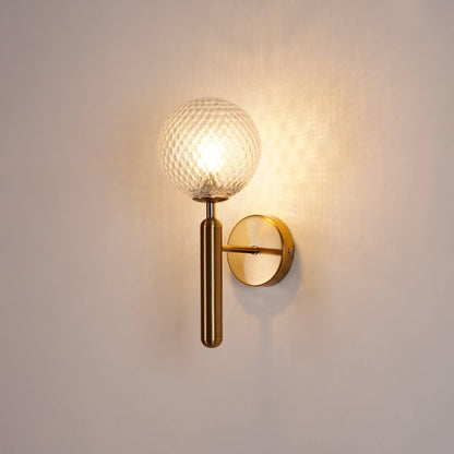Scandiluxe Wall Light ∅ 5.9″ x H 13.4″ / Dia 15cm x H 34cm / Brass / Clear Wall lamp